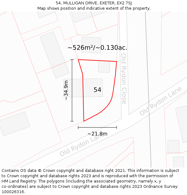 54, MULLIGAN DRIVE, EXETER, EX2 7SJ: Plot and title map