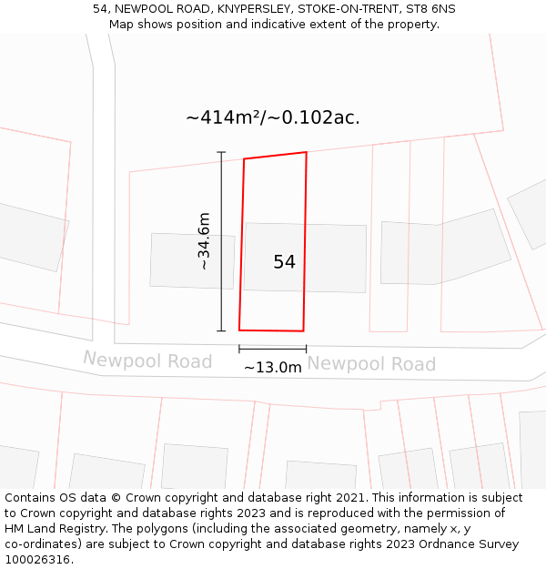 54, NEWPOOL ROAD, KNYPERSLEY, STOKE-ON-TRENT, ST8 6NS: Plot and title map