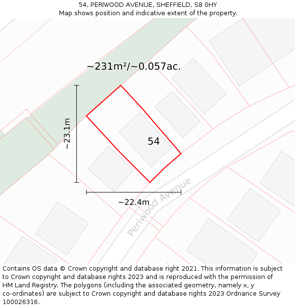 54, PERIWOOD AVENUE, SHEFFIELD, S8 0HY: Plot and title map