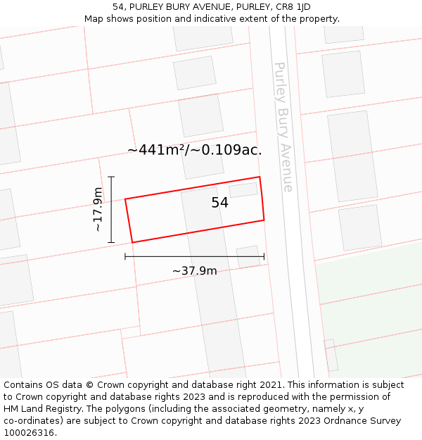 54, PURLEY BURY AVENUE, PURLEY, CR8 1JD: Plot and title map