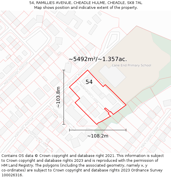 54, RAMILLIES AVENUE, CHEADLE HULME, CHEADLE, SK8 7AL: Plot and title map