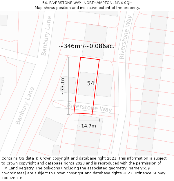 54, RIVERSTONE WAY, NORTHAMPTON, NN4 9QH: Plot and title map