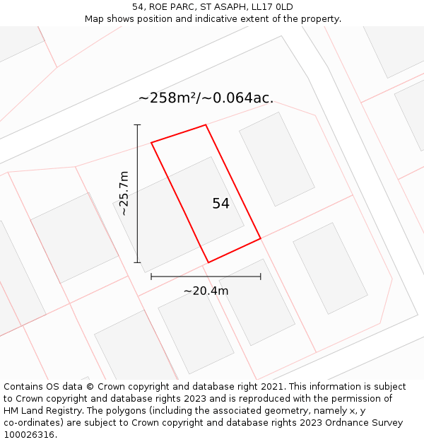 54, ROE PARC, ST ASAPH, LL17 0LD: Plot and title map