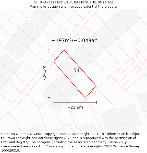 54, SHAKESPEARE WALK, EASTBOURNE, BN23 7QE: Plot and title map