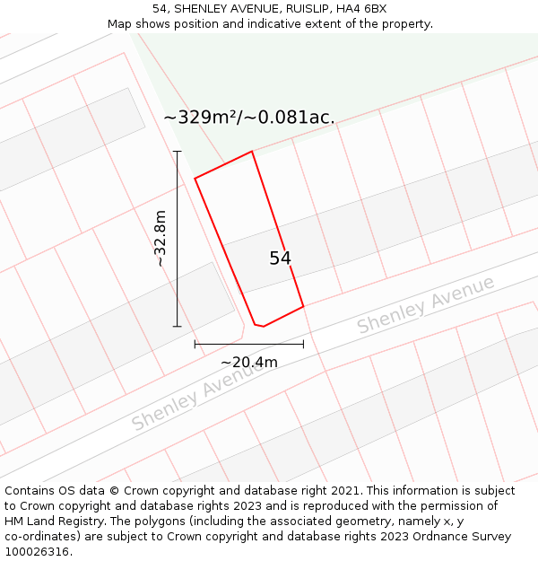 54, SHENLEY AVENUE, RUISLIP, HA4 6BX: Plot and title map