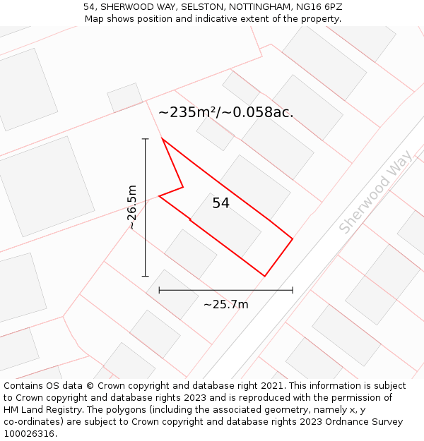 54, SHERWOOD WAY, SELSTON, NOTTINGHAM, NG16 6PZ: Plot and title map