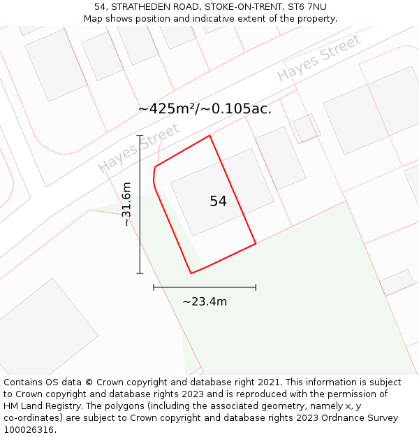 54, STRATHEDEN ROAD, STOKE-ON-TRENT, ST6 7NU: Plot and title map