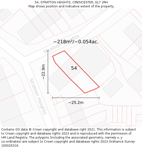 54, STRATTON HEIGHTS, CIRENCESTER, GL7 2RH: Plot and title map