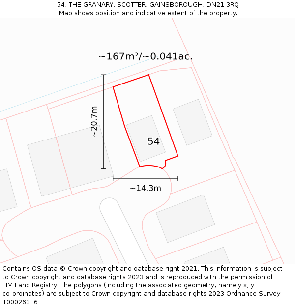 54, THE GRANARY, SCOTTER, GAINSBOROUGH, DN21 3RQ: Plot and title map