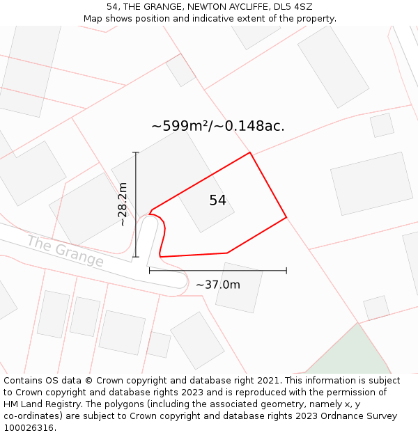 54, THE GRANGE, NEWTON AYCLIFFE, DL5 4SZ: Plot and title map