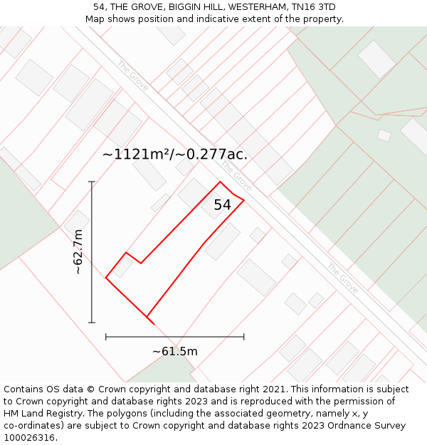 54, THE GROVE, BIGGIN HILL, WESTERHAM, TN16 3TD: Plot and title map