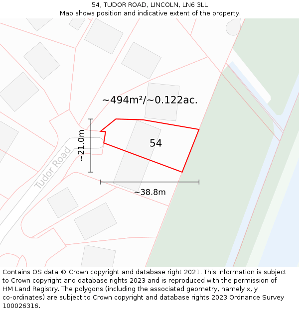 54, TUDOR ROAD, LINCOLN, LN6 3LL: Plot and title map