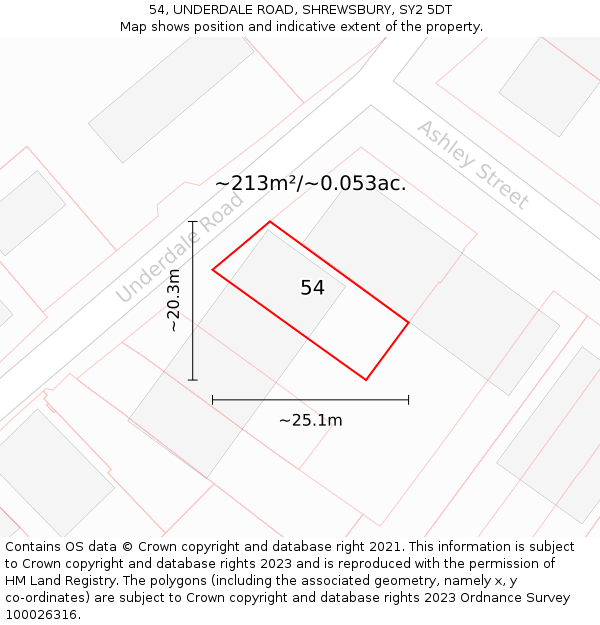 54, UNDERDALE ROAD, SHREWSBURY, SY2 5DT: Plot and title map