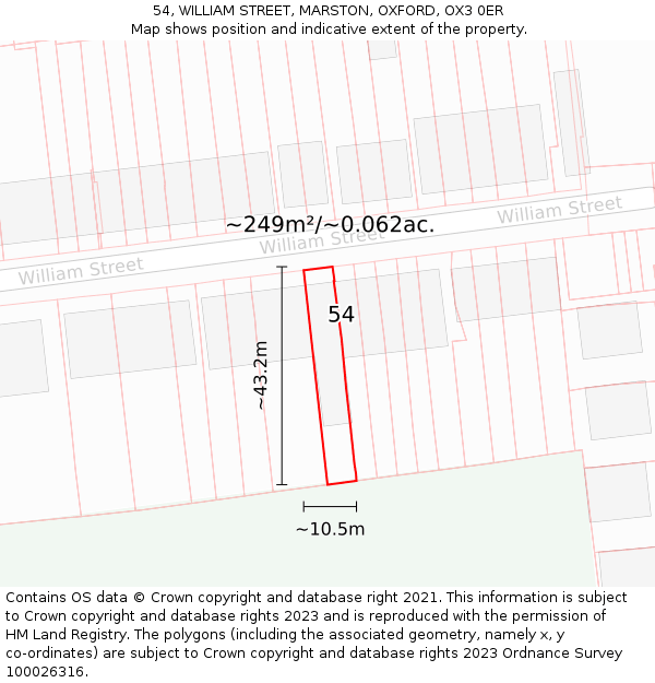 54, WILLIAM STREET, MARSTON, OXFORD, OX3 0ER: Plot and title map