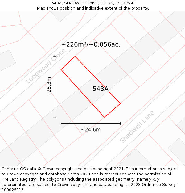 543A, SHADWELL LANE, LEEDS, LS17 8AP: Plot and title map