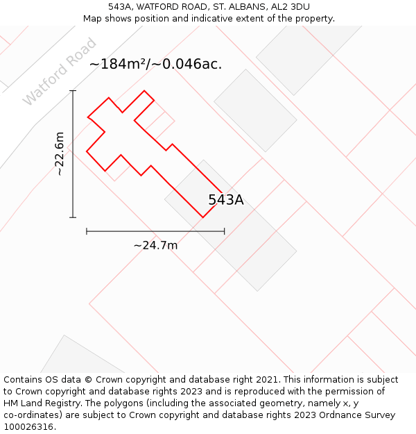 543A, WATFORD ROAD, ST. ALBANS, AL2 3DU: Plot and title map