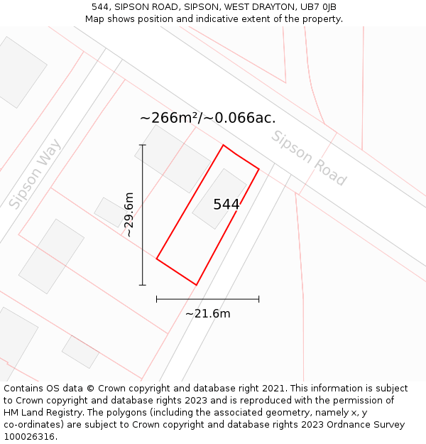 544, SIPSON ROAD, SIPSON, WEST DRAYTON, UB7 0JB: Plot and title map