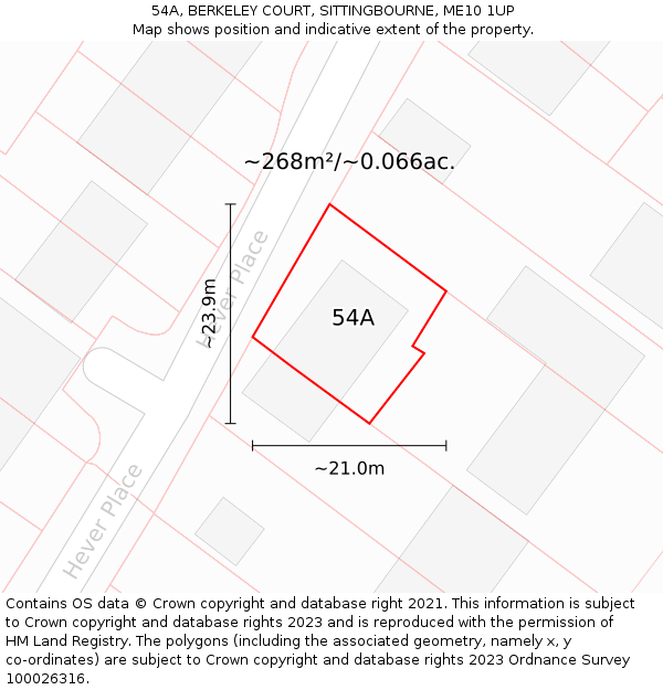 54A, BERKELEY COURT, SITTINGBOURNE, ME10 1UP: Plot and title map