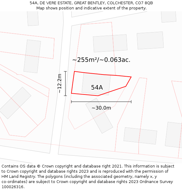 54A, DE VERE ESTATE, GREAT BENTLEY, COLCHESTER, CO7 8QB: Plot and title map