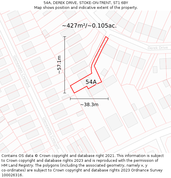 54A, DEREK DRIVE, STOKE-ON-TRENT, ST1 6BY: Plot and title map