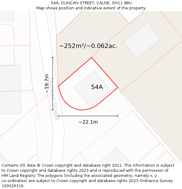 54A, DUNCAN STREET, CALNE, SN11 9BU: Plot and title map