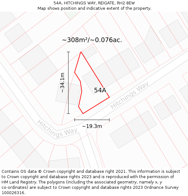 54A, HITCHINGS WAY, REIGATE, RH2 8EW: Plot and title map