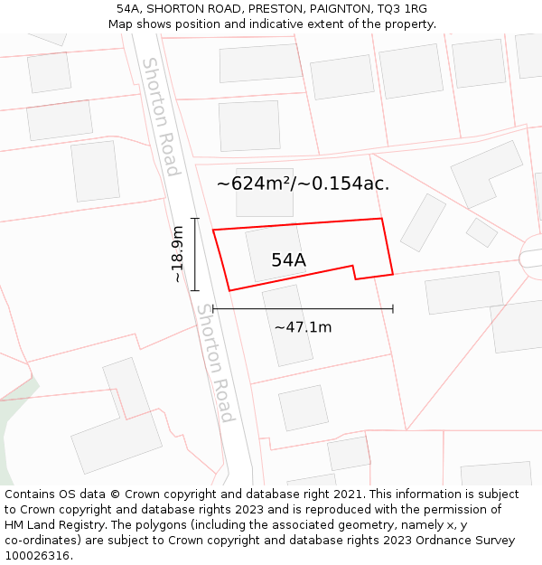 54A, SHORTON ROAD, PRESTON, PAIGNTON, TQ3 1RG: Plot and title map