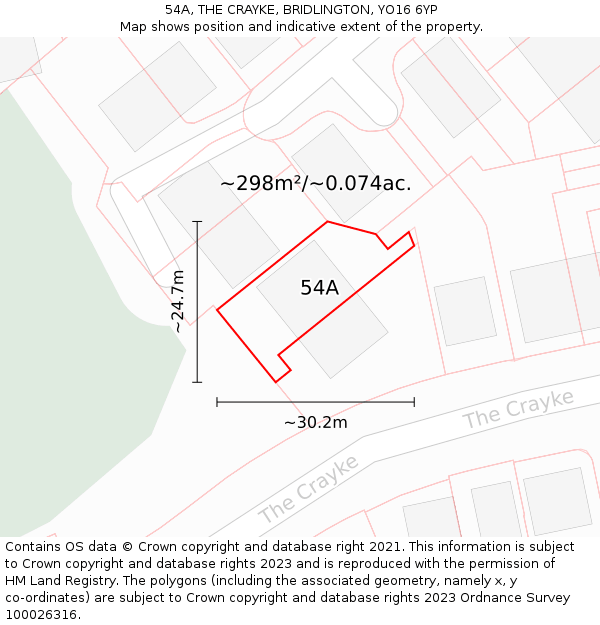 54A, THE CRAYKE, BRIDLINGTON, YO16 6YP: Plot and title map