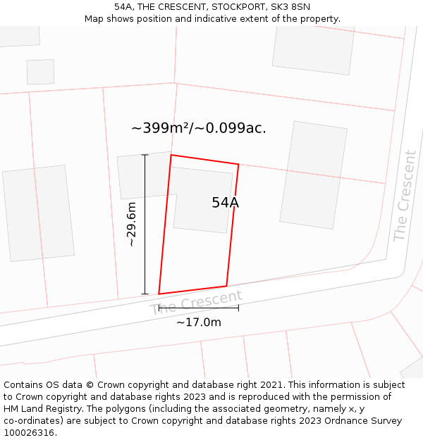 54A, THE CRESCENT, STOCKPORT, SK3 8SN: Plot and title map