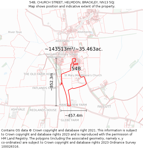 54B, CHURCH STREET, HELMDON, BRACKLEY, NN13 5QJ: Plot and title map