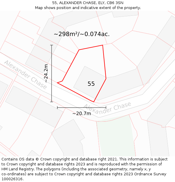 55, ALEXANDER CHASE, ELY, CB6 3SN: Plot and title map