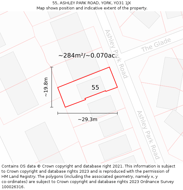 55, ASHLEY PARK ROAD, YORK, YO31 1JX: Plot and title map