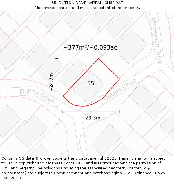 55, DUTTON DRIVE, WIRRAL, CH63 9AE: Plot and title map