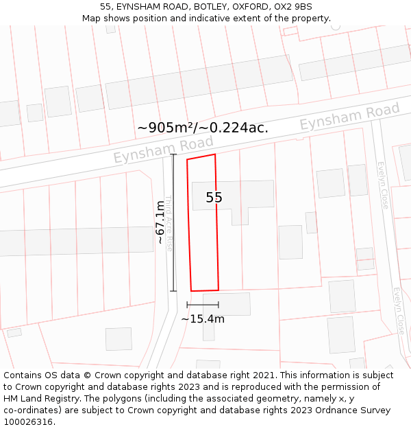 55, EYNSHAM ROAD, BOTLEY, OXFORD, OX2 9BS: Plot and title map