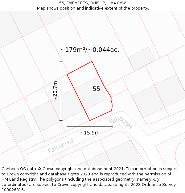 55, FAIRACRES, RUISLIP, HA4 8AW: Plot and title map