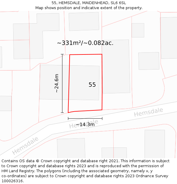 55, HEMSDALE, MAIDENHEAD, SL6 6SL: Plot and title map