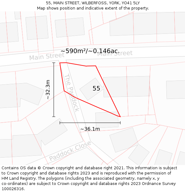 55, MAIN STREET, WILBERFOSS, YORK, YO41 5LY: Plot and title map