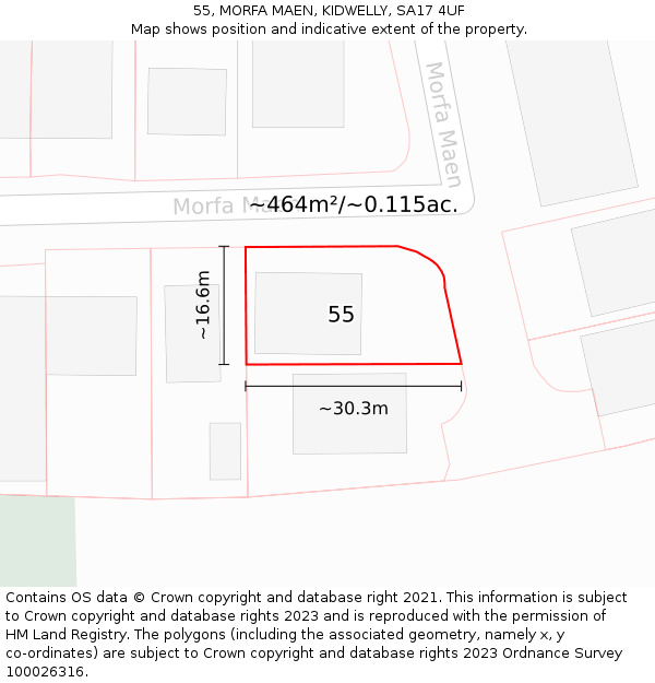 55, MORFA MAEN, KIDWELLY, SA17 4UF: Plot and title map