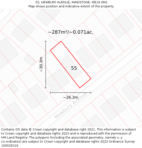 55, NEWBURY AVENUE, MAIDSTONE, ME16 0RG: Plot and title map