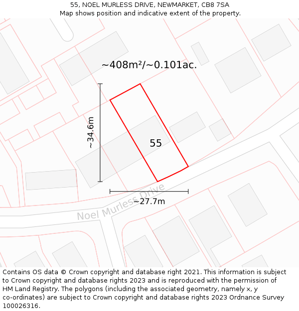 55, NOEL MURLESS DRIVE, NEWMARKET, CB8 7SA: Plot and title map