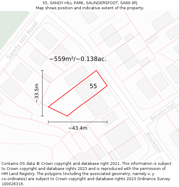 55, SANDY HILL PARK, SAUNDERSFOOT, SA69 9PJ: Plot and title map