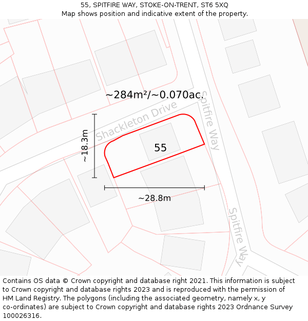 55, SPITFIRE WAY, STOKE-ON-TRENT, ST6 5XQ: Plot and title map