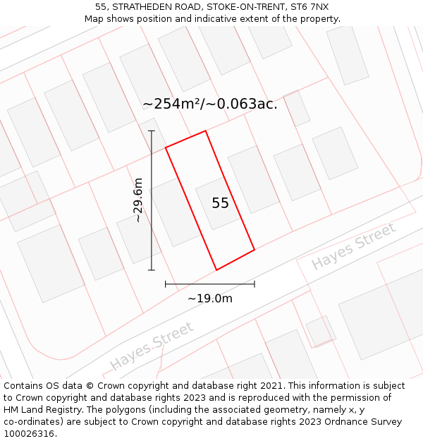 55, STRATHEDEN ROAD, STOKE-ON-TRENT, ST6 7NX: Plot and title map