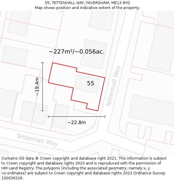 55, TETTENHALL WAY, FAVERSHAM, ME13 8YQ: Plot and title map