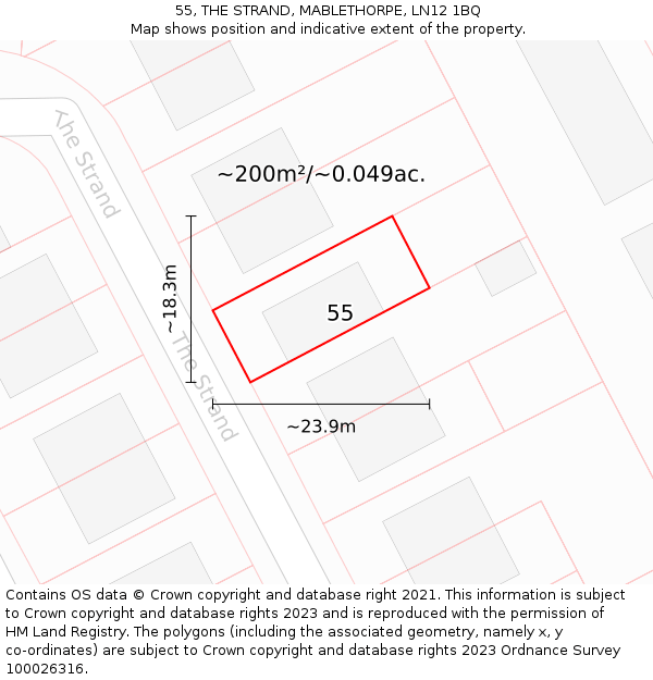 55, THE STRAND, MABLETHORPE, LN12 1BQ: Plot and title map