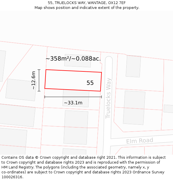 55, TRUELOCKS WAY, WANTAGE, OX12 7EF: Plot and title map