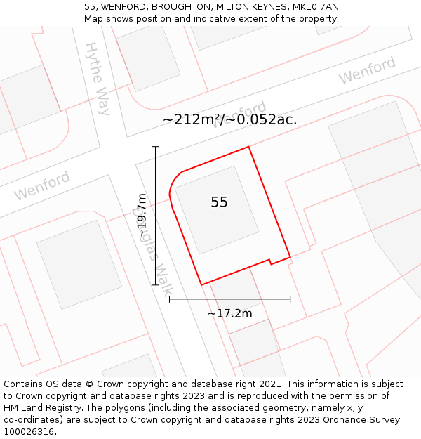 55, WENFORD, BROUGHTON, MILTON KEYNES, MK10 7AN: Plot and title map