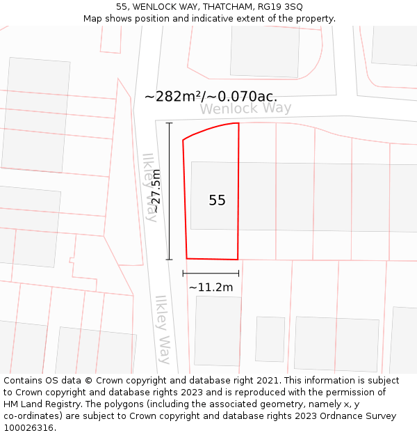 55, WENLOCK WAY, THATCHAM, RG19 3SQ: Plot and title map