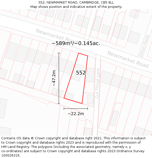 552, NEWMARKET ROAD, CAMBRIDGE, CB5 8LL: Plot and title map