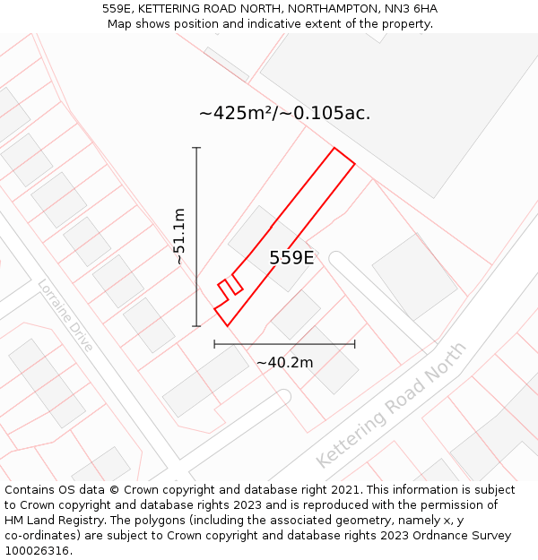 559E, KETTERING ROAD NORTH, NORTHAMPTON, NN3 6HA: Plot and title map